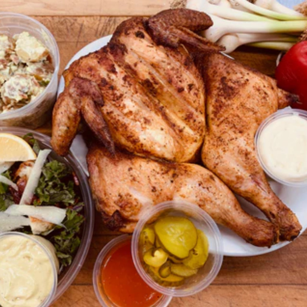 Roasted Free-Range Chickens and Sides